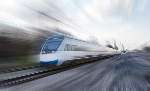High-speed train moving very fast